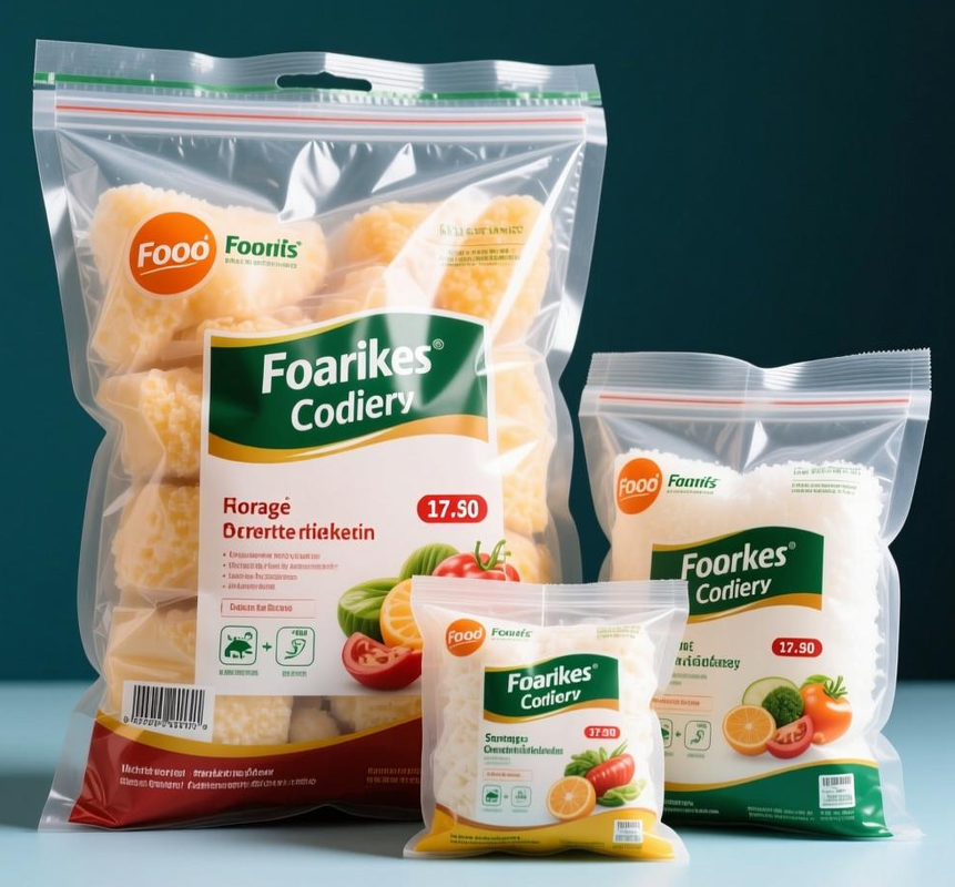 Customised Size Frozen Food Packaging Bags 80-200 Microns Thickness HACCP Compliant